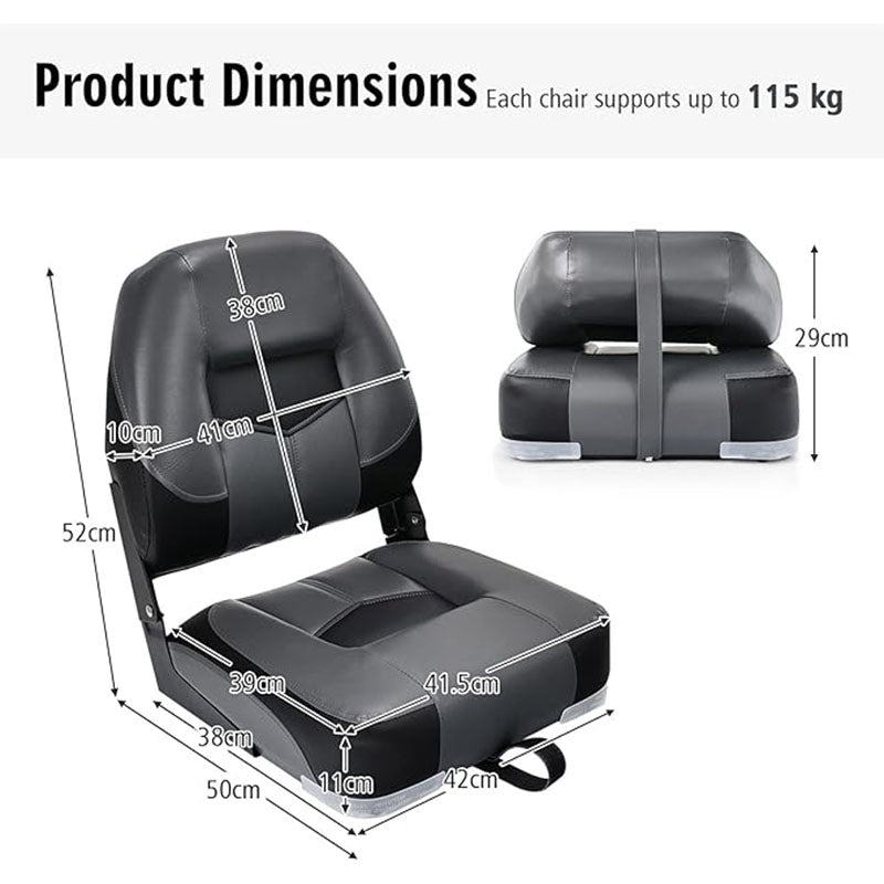 Bootstoel – Bootstoel Klapstoel – Opklapbare Stoel – Vouwstoel – Vouwbare Bootstoel – Set Van 2 – Lage Rugleuning – Lichtgewicht En Compact