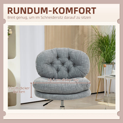 Bureaustoel – Kantoorstoel – Bureaustoelen – Draaistoel – Office Chair – Ergonomische Kantelfunctie – Hoogte Verstelbaar – Zacht Gewatteerd Zitvlak – Linnen Look – Grijs