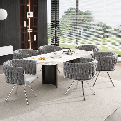 Draaifauteuil – Fauteuil – Stoel – Loungefauteuil – Relaxstoel – Velvet Fluweel – Met Metaal Frame – Draaibaar – Set van 2 – Grijs/Zilverkleurig