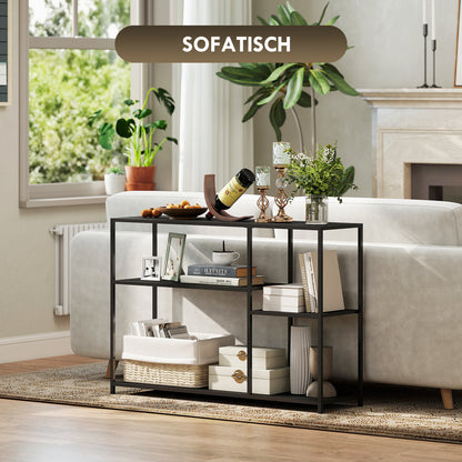 Console Tafel – Haltafel – Opbergmeubel – Sidetable – Wandtafel – Zwart – Vier Planken – Stevig Stalen Frame – Compact Ontwerp