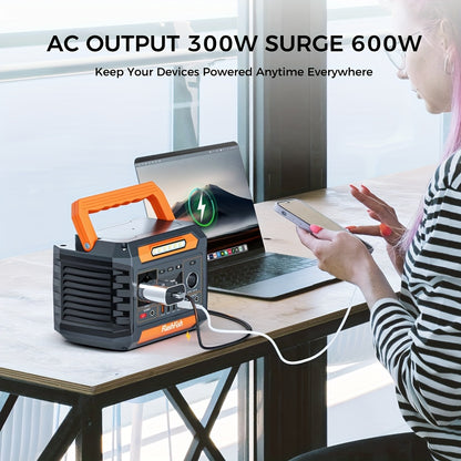 Draagbare Powerstation – Mobiele Generator – Noodstroomvoorziening – Camping Accu – Zonne-Generator – 300W Met 60W Opvouwbaar Zonnepaneel – Pure Sine Wave Uitgang – Lichtgewicht ABS Behuizing