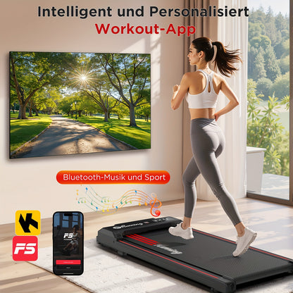 2-in-1 Folding Treadmill with Remote Control & Music Playback, LED Display, 37.5x90cm Running Belt, No-Assembly Design, Quiet Operation, Compact Space-Saving Home Gym Equipment with App Connectivity, 220-240V, European Plug,