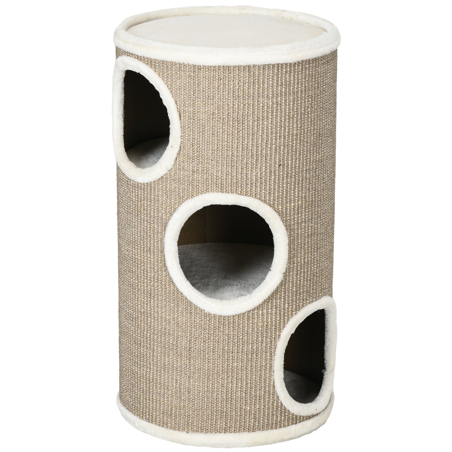 Krabpaal – Kattenkrabpaal – Kattenboom – Krabmeubel – Kattenspeelboom – Zacht Pluche – Duurzaam Sisal – Ø38 x 70 cm – Bruin