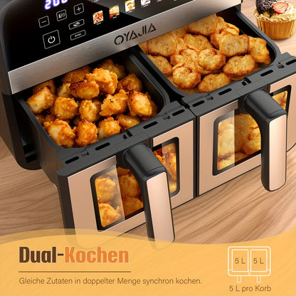 Airfryer – Friteuse – Heteluchtoven – Heteluchtfriteuse – Oven – 10,5L DualZone Met Dubbele Mand – 2600W Vermogen Met Touchscreen Bediening