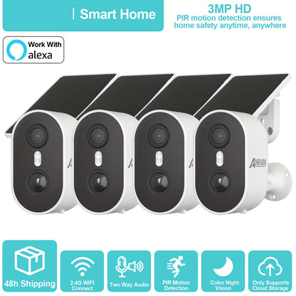 Draadloze Beveiligingscamera – Wifi Camera – Zonnecamera – Buitencamera – Surveillance Camera – Full HD 1440p – Kleurennachtzicht & Tweerichtingsspraak – Bewegingssensor & Cloudopslag 4 Stuks