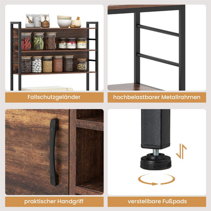 Keukenkast – Keukenkastje – Opbergkast – Kast Met Wijnrek – Vloerkast – Ingebouwd Stopcontact & USB – 80x40x170 cm Bruin