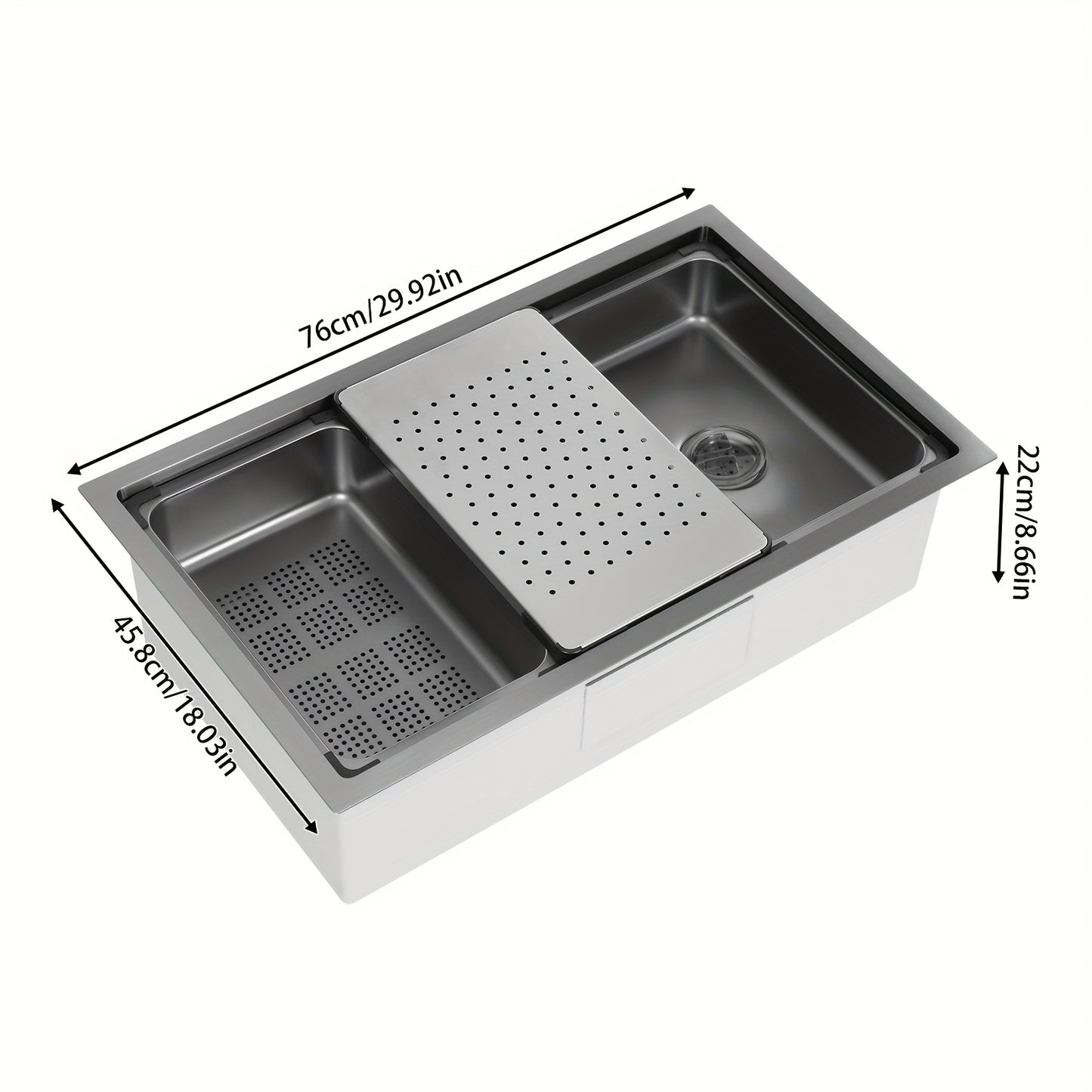 Keukenwerkblad Spoelbak – RVS Spoelbak – Enkele Spoelbak – Onderbouw Spoelbak – Werkstation Spoelbak – Silvery Kleur – Duurzaam Roestvrij Staal – Modern Rechthoekig Design