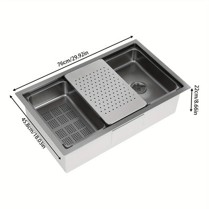 Keukenwerkblad Spoelbak – RVS Spoelbak – Enkele Spoelbak – Onderbouw Spoelbak – Werkstation Spoelbak – Silvery Kleur – Duurzaam Roestvrij Staal – Modern Rechthoekig Design