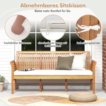 Tuinbank – Buitenbank – Houten Bank – Balkonbank – Parkbank – Acaciahout – 3-Zits – Inclusief Zitkussen – Draagvermogen 540 kg