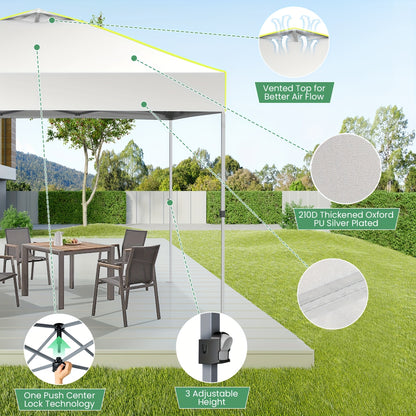 Pop-up Tent – Canopy Tent – Vouwtent – Markttent – Partytent – Wit – 3,05x3,05 Meter – UPF 50+ Bescherming – Verstelbare Hoogte met Ventilatie