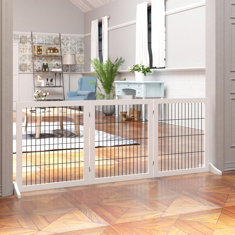 Dog barrier, safety gate, dog gate with support feet, stair gate, dog barrier, door gate for fireplace &amp; stove, pinewood white 185 x 36 x 71cm, Pet Safety Gate, Classic Design, Handcrafted Gate, Highquality Materials, Adj