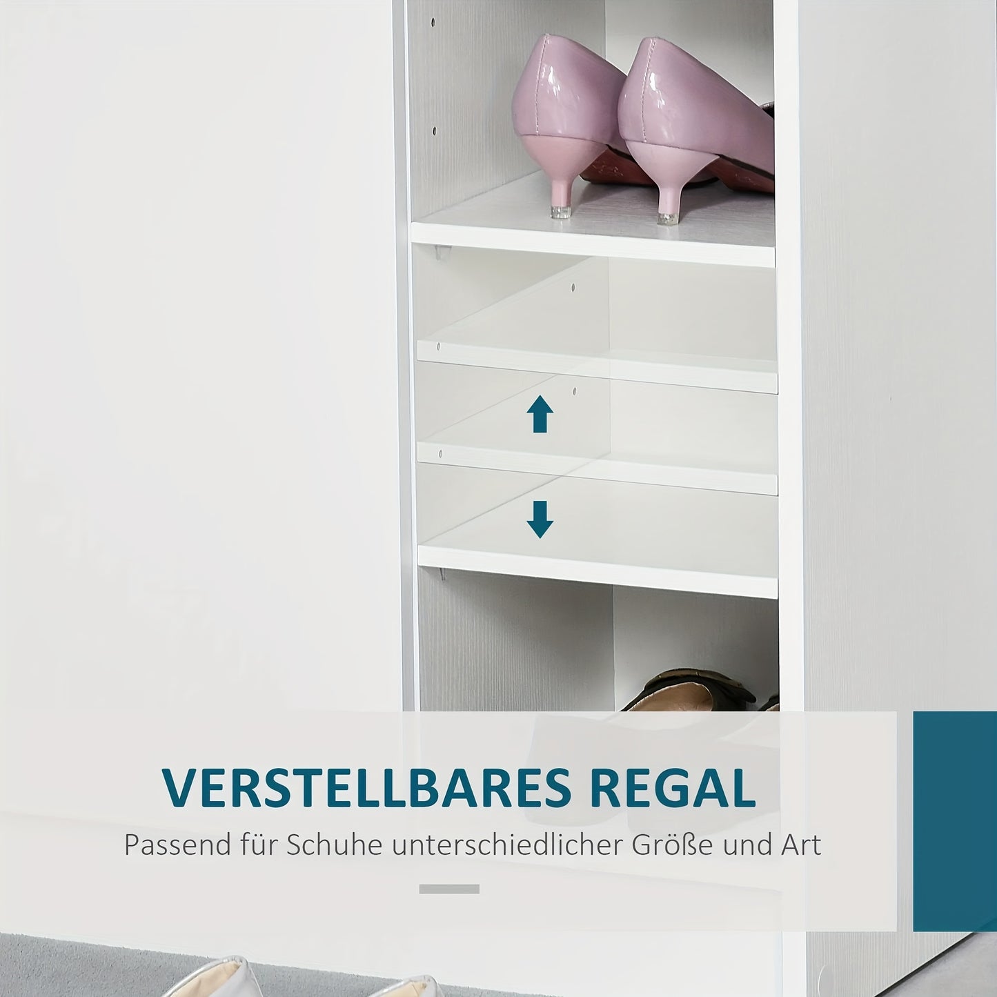 Schoenenkast – Schoenenrek – Schoenenopberger – Schoenenkastje – Schoenenbankje – Wit – Compact & Ruimtebesparend – 2 Deuren 4 Vakken 83x30x90 cm