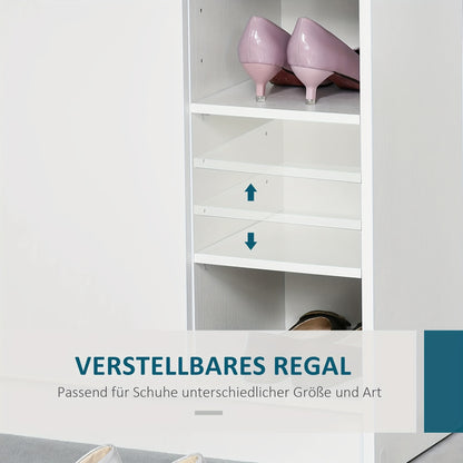 Schoenenkast – Schoenenrek – Schoenenopberger – Schoenenkastje – Schoenenbankje – Wit – Compact & Ruimtebesparend – 2 Deuren 4 Vakken 83x30x90 cm