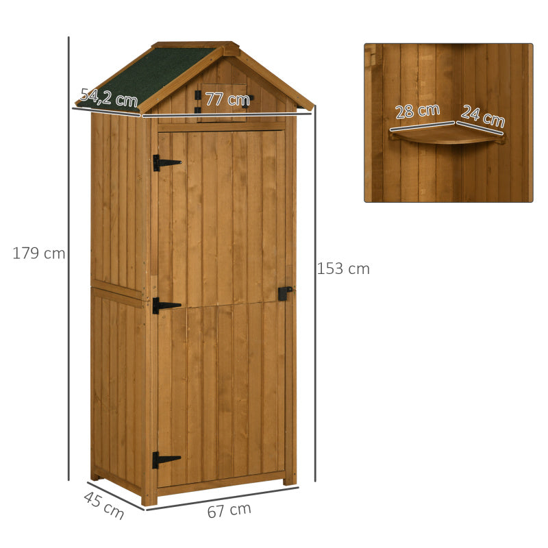 Tuinhuisje – Tuinkast – Tuinschuur – Berging – Opberghuis – Hout – Asfalt Dak – Ruime Deur & Uitneembare Planken – 77x54x179 cm – Geel