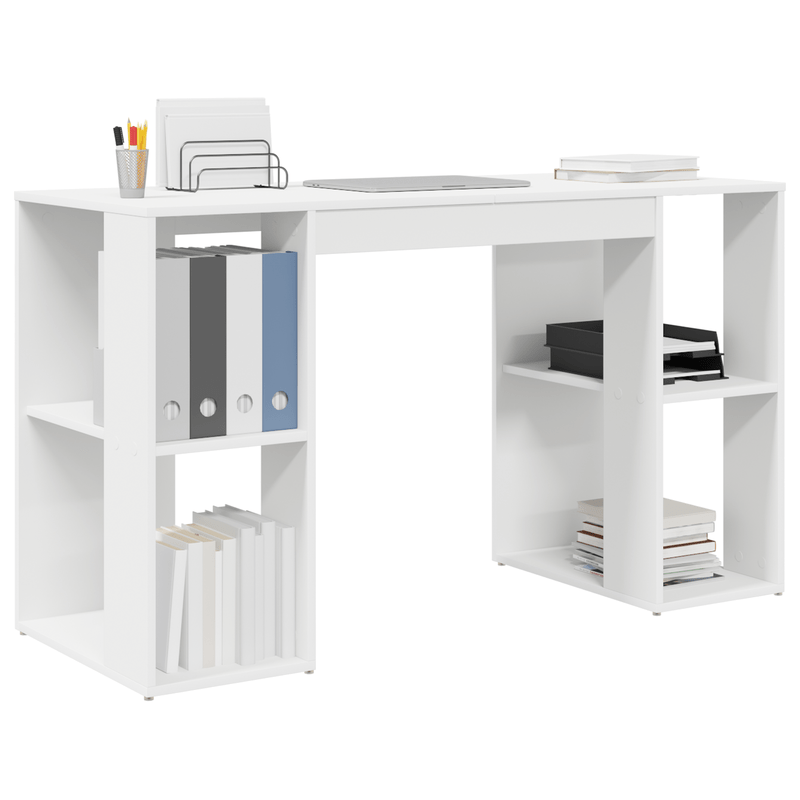 Computer Bureau – Werktafel – Studietafel – Bureau Met Opbergruimte – Thuiswerkplek – Modern Minimalistisch Ontwerp – Stevig Houten Materiaal – Eenvoudige Montage – Wit