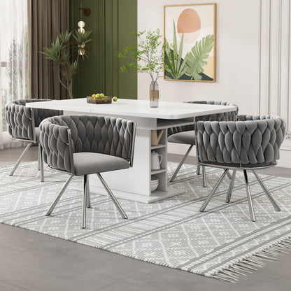 Draaifauteuil – Fauteuil – Stoel – Loungefauteuil – Relaxstoel – Velvet Fluweel – Met Metaal Frame – Draaibaar – Set van 2 – Grijs/Zilverkleurig