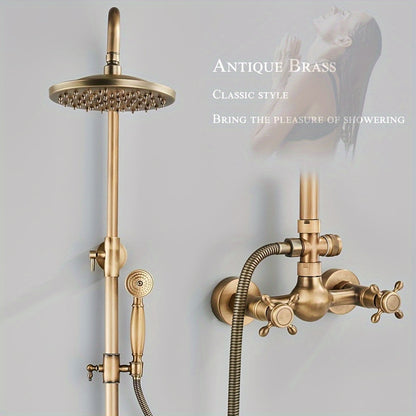 Antiek Messing Doucheset – Regendouche – Handdouche – Douchekop – Wanddouche – 20 cm Regenkop – Olie-Gewreven Afwerking