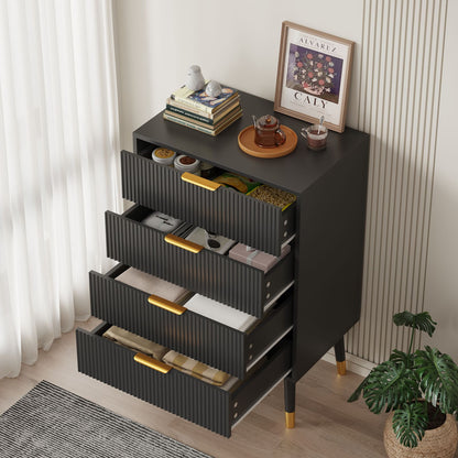Metalen ladekast – Opbergkast – Ladeblok – Nachtkastje – Opbergmeubel – Matzwart – 4 Laden – Compact en Direct Gebruiksklaar