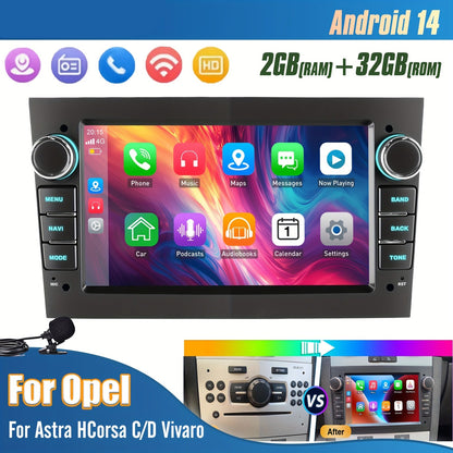 Android 14 Autoradio – 2DIN GPS Navigatie – Carplayer Multimedia Systeem – Draadloze Bluetooth Radio – 7 Inch HD Touchscreen – 2GB RAM 32GB Opslag – Wifi Mirror Link – Handsfree Bellen Met Microfoon