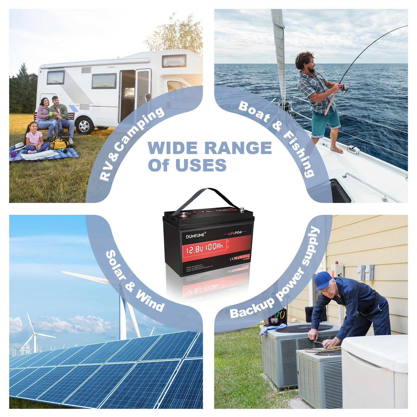 12V 100Ah Lithium IJzerfosfaat Accu – Lithium Batterij – Energie Accu – Camper Accu – Boot Accu – 1280W Maximale Vermogen – 6000 Laadcycli Met 100A BMS Veiligheidssysteem