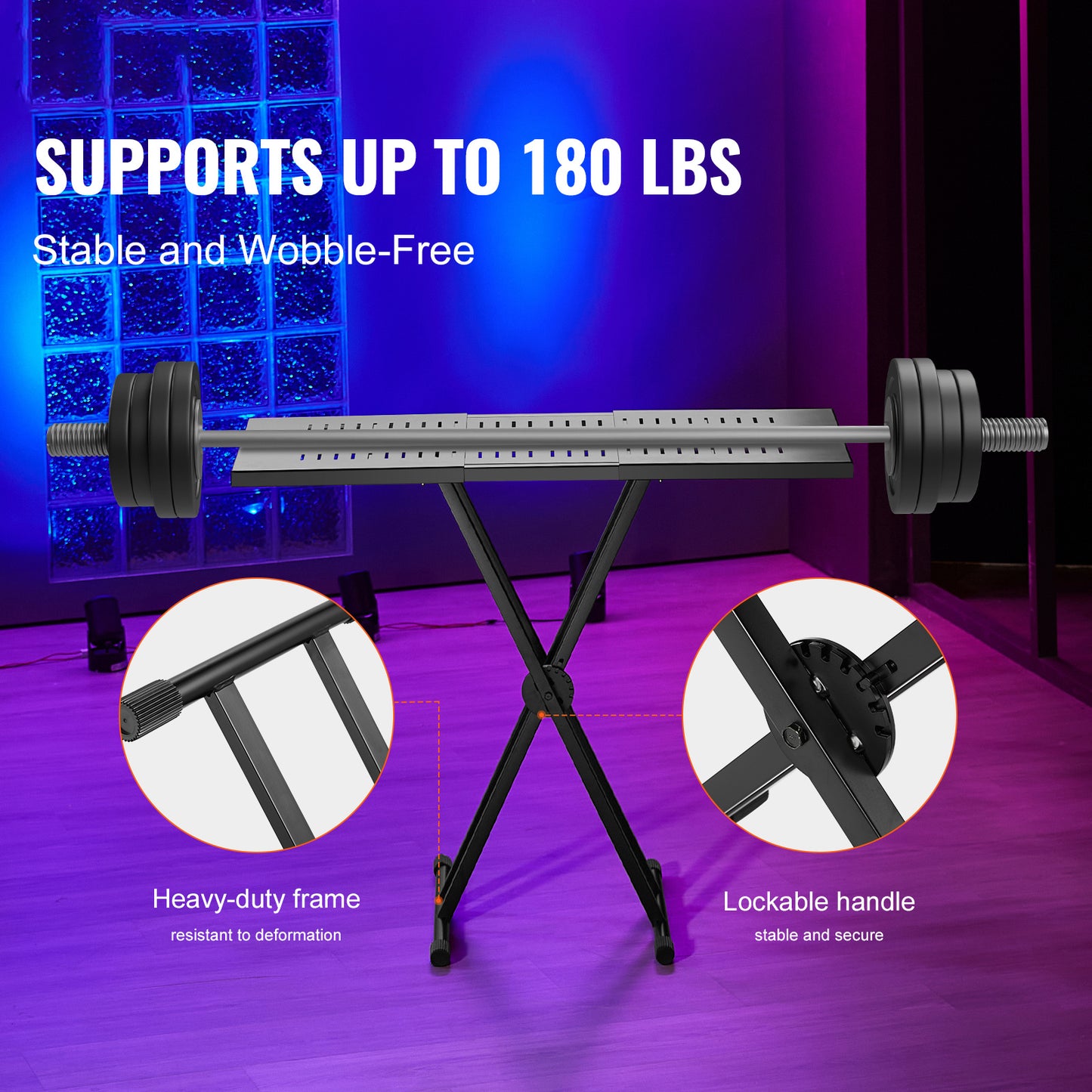 Mobiele DJ-tafel – Draagbare DJ-standaard – Keyboardtafel – Verstelbare DJ-tafel – Mobiele DJ Setup – Verstelbare Hoogte – Dubbel X-Frame Stalen Onderstel