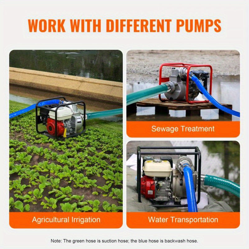 Flexibele Zuigslangset – Waterpompslang – Zuigslang – Irrigatieslang – Drainageslang – Duurzaam PVC – Lengte 6,1m En 15,24m