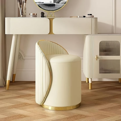 Make-upkruk – Schminkkruk – Kaptafelkruk – Draaikruk – Poef – 360° Draaibaar – Met Metalen Frame En Leerachtige Bekleding