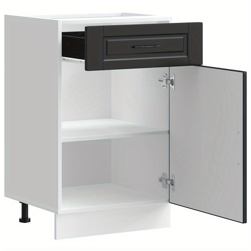 Keukenonderkast – Keukenkast – Opbergkast – Onderkast – Basis Meubel – Zwart Houten Fineer – Compact 50x46x81,5 cm – Verstelbare Pootjes & 65 kg Draagkracht