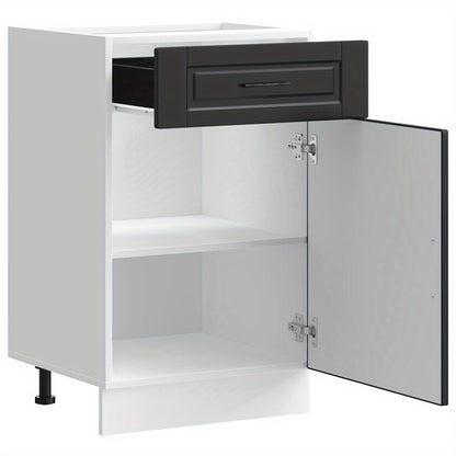 Keukenonderkast – Keukenkast – Opbergkast – Onderkast – Basis Meubel – Zwart Houten Fineer – Compact 50x46x81,5 cm – Verstelbare Pootjes & 65 kg Draagkracht
