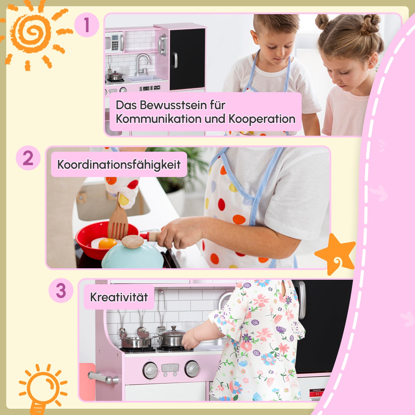 Speelkeuken – Speelkeukentje – Kinderkeuken – Speelgoedkeuken – Keukentje Roze – Inclusief Krijtbord – Accessoires – Afmetingen 83,8x26,8x81 cm