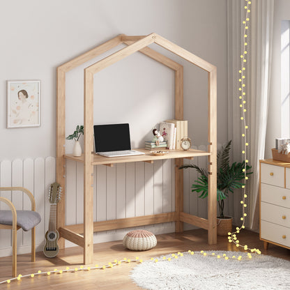 Kinderbureau – Kindertafel – Kinderwerktafel – Speeltafel – Knutseltafel – Verstelbaar in hoogte – Massief grenenhout – 110x50x160 cm – Natuurlijke kleur