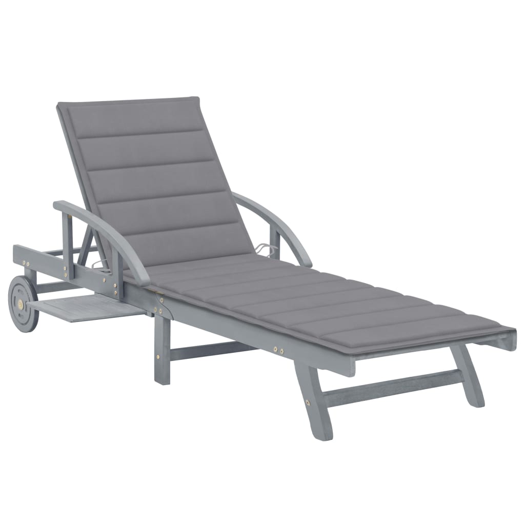 Houten Ligstoel – Houten Tuinstoel – Ligbed – Relaxstoel – Verstelbare Rugleuning – Acaciahout – Inclusief Kussen