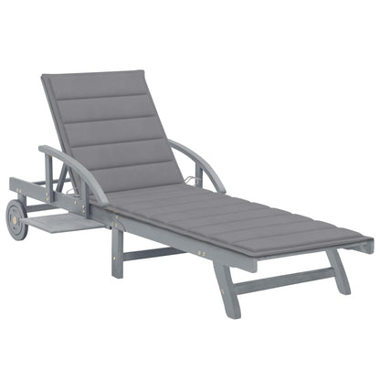 Houten Ligstoel – Houten Tuinstoel – Ligbed – Relaxstoel – Verstelbare Rugleuning – Acaciahout – Inclusief Kussen