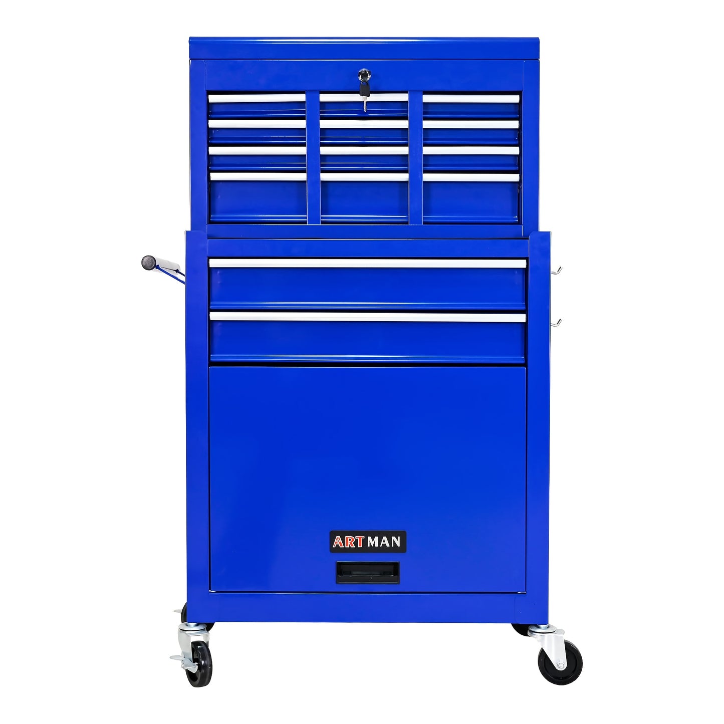 Gereedschapskist – Gereedschapskoffer – Werkplaatswagen – Toolbox – Mobiele Werkplaatswagen – Roestvrij Staal – 8 Laden met Haken
