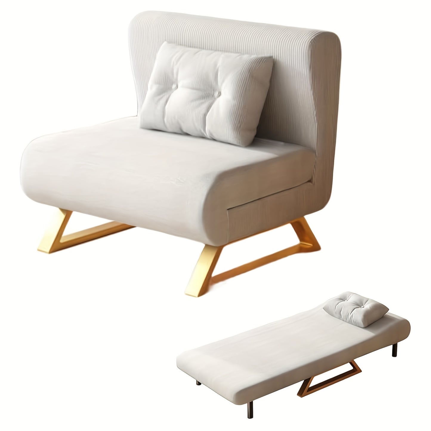 Sofa Bed, Sleeping Chair With Bed Function And Adjustable Backrest, Folding Bed, Sofa Bed For Living Room, Bedroom, Maximum Load 150 Kg, White And Grey
