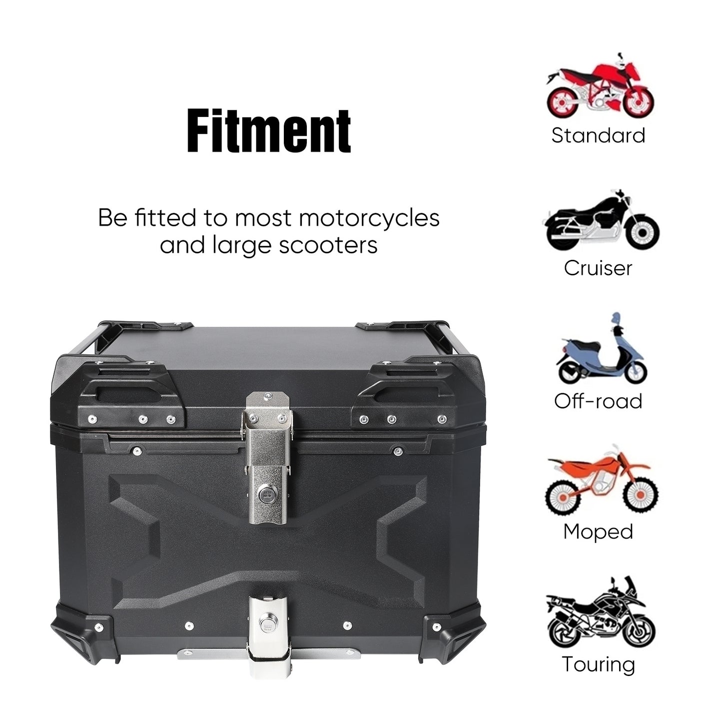 Motorbagagebox – Motorrugzak – Motortas – Motor Koffer – Motor Zadeltas – 65 Liter Capaciteit – Aluminiumlegering Met Veiligheidsslot