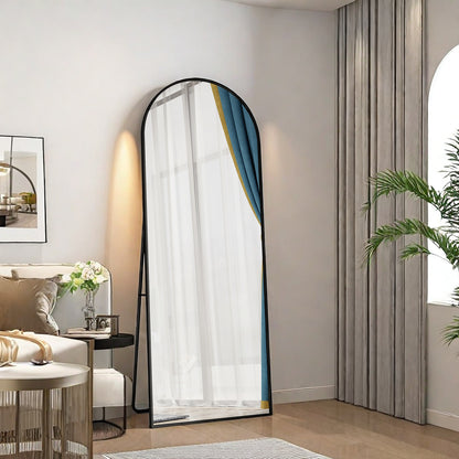 Vloerspiegel – Passpiegel – Staande Spiegel – Wandspiegel – Full Body Spiegel – 162 x 53 cm – Breukvrij Aluminium Frame – Zwart Elegant Design