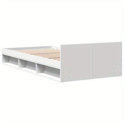 White Bed Frame with Drawer, 100X200 Cm, Made of Multilayer Wood, Removable And Sturdy.