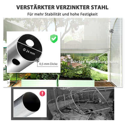 Polytunnel Kas – Tuinkas – Glazen Kas – Serre – Groentekas – UV-Bestendige PE Hoes – Verstevigd Stalen Frame – Roll-Up Zijwanden – 3 x 2 x 2 Meter – Wit