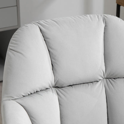 Draaifauteuil – Bureaustoel – Office Chair – Werkstoel – Stoel Met Armleuningen – Lichtgrijs Fluweel – Verstelbare Zithoogte – 360° Draaibaar