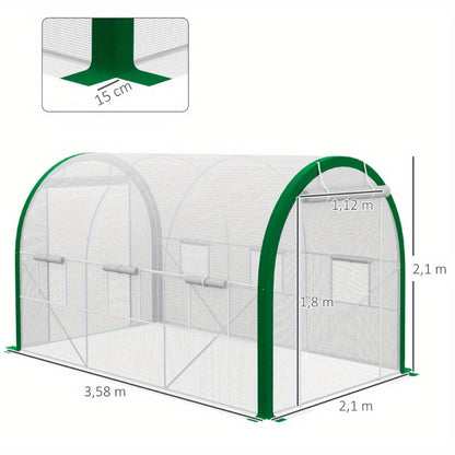 Kassenhuisje – Kas – Tuinkas – Plantenkas – Tunnelkas – Gegalvaniseerd Stalen Frame – Roll-Up Deur – 3,58 x 2,1 x 2,1 m – Geschikt Voor Tuin En Balkon