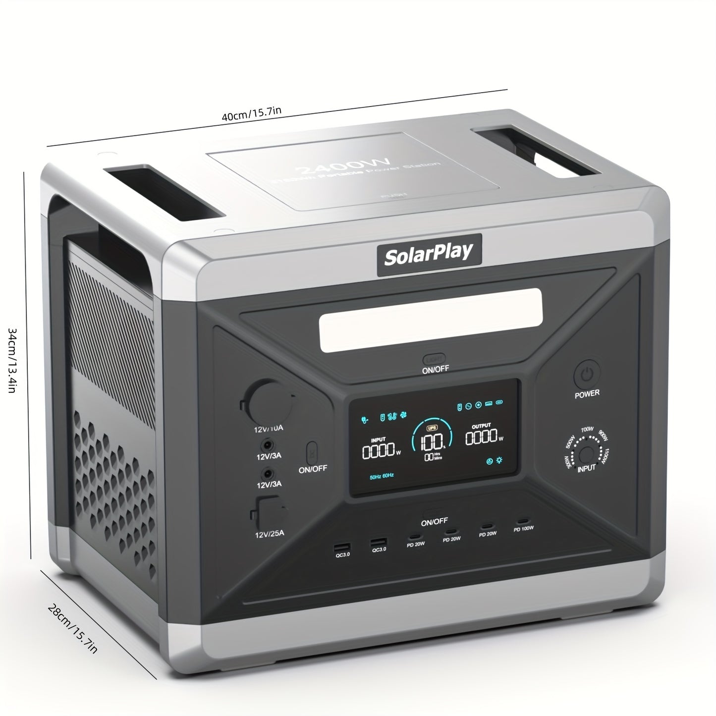 Draagbare Powerstation – Noodstroomgenerator – Energieopslag – Zonne-accu – Camping Accu – 2160Wh LiFePO4 Batterij – 2400W Continu Vermogen