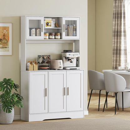 Kitchen Cabinet, Scandinavian Design, 4 Cabinets, Adjustable Shelves, Glass Doors, Open Space, Chipboard,, White