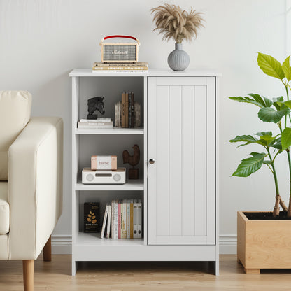 Opbergkast – Opbergmeubel – Kast – Opbergrek – Opbergkastje – Bamboe – Wit – Vrijstaand – Verstelbare Planken – 60x30x80 cm – Duurzaam – Montagevrij