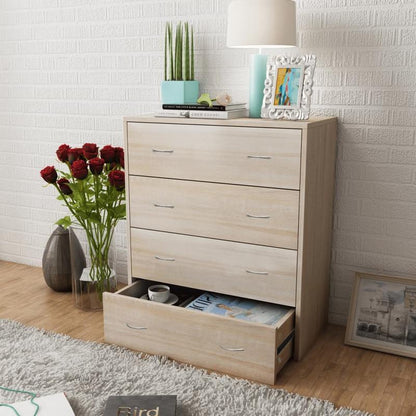 Opbergkast – Dressoir – Ladekast – Sideboard – Kast – 4 Laden – 60 x 30,5 x 71 cm – Eikenhout – Multifunctioneel display en opbergruimte