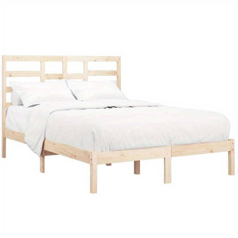 Contemporary Solid Wood Bed Frame 120x200cm - Light Wood Finish, Removable Headboard & Footboard, Easy Assembly, No Mattress Included, Minimalist Bedroom Furniture, Bedroom Furniture, Sleek Design, Durable Construction