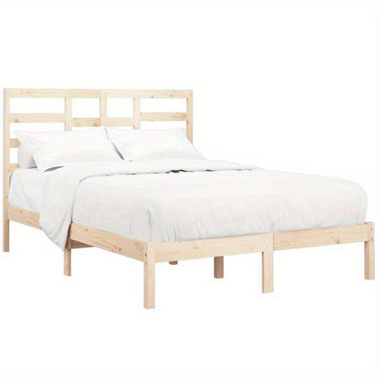 Contemporary Solid Wood Bed Frame 120x200cm - Light Wood Finish, Removable Headboard & Footboard, Easy Assembly, No Mattress Included, Minimalist Bedroom Furniture, Bedroom Furniture, Sleek Design, Durable Construction