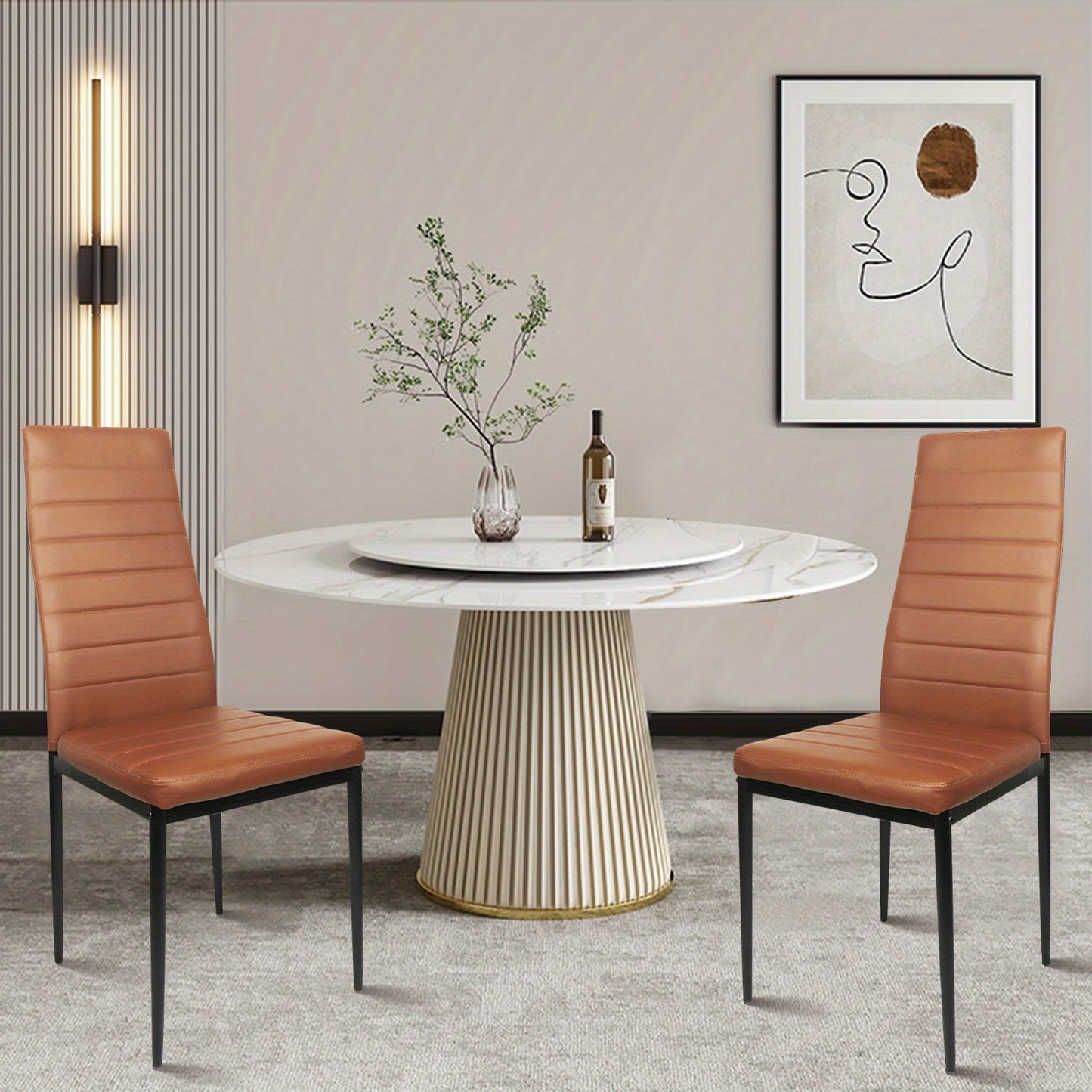 Eetkamerstoel – Stoel – Kuipstoel – Keukenstoel – Vergaderstoel – Set van 2 – Comfortabele Katoenen Bekleding – Modern Tijdloos Design – Warme Bruine Kleur