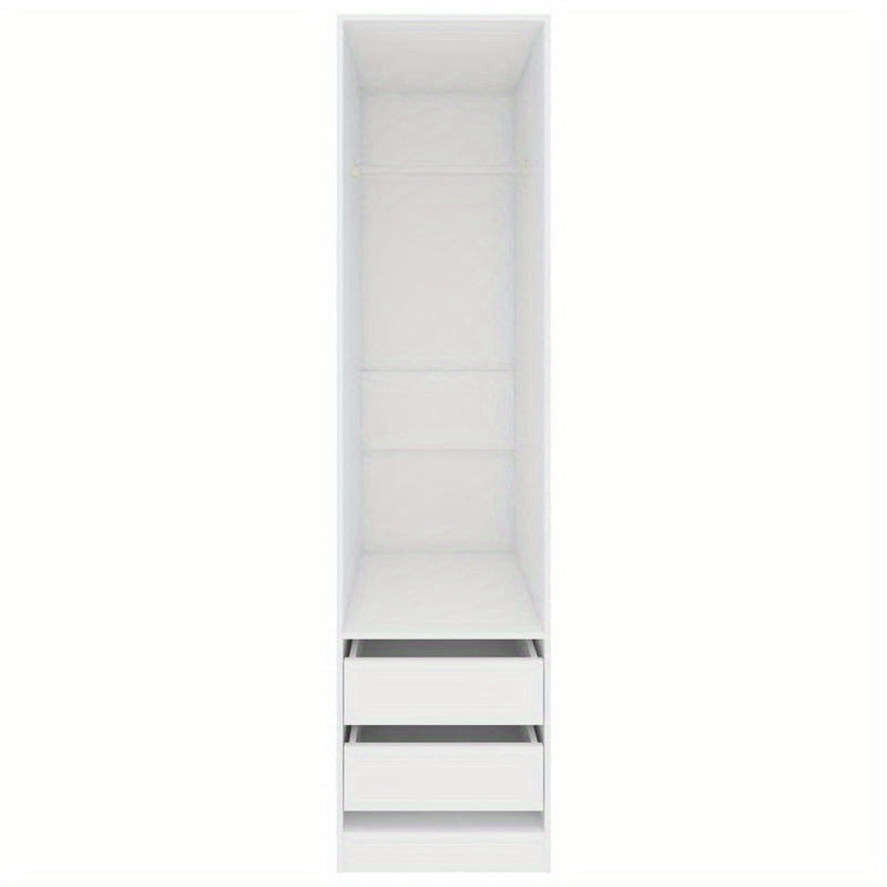 Wardrobe with Drawers 50X50X200 Cm Made of Treated Wood in White