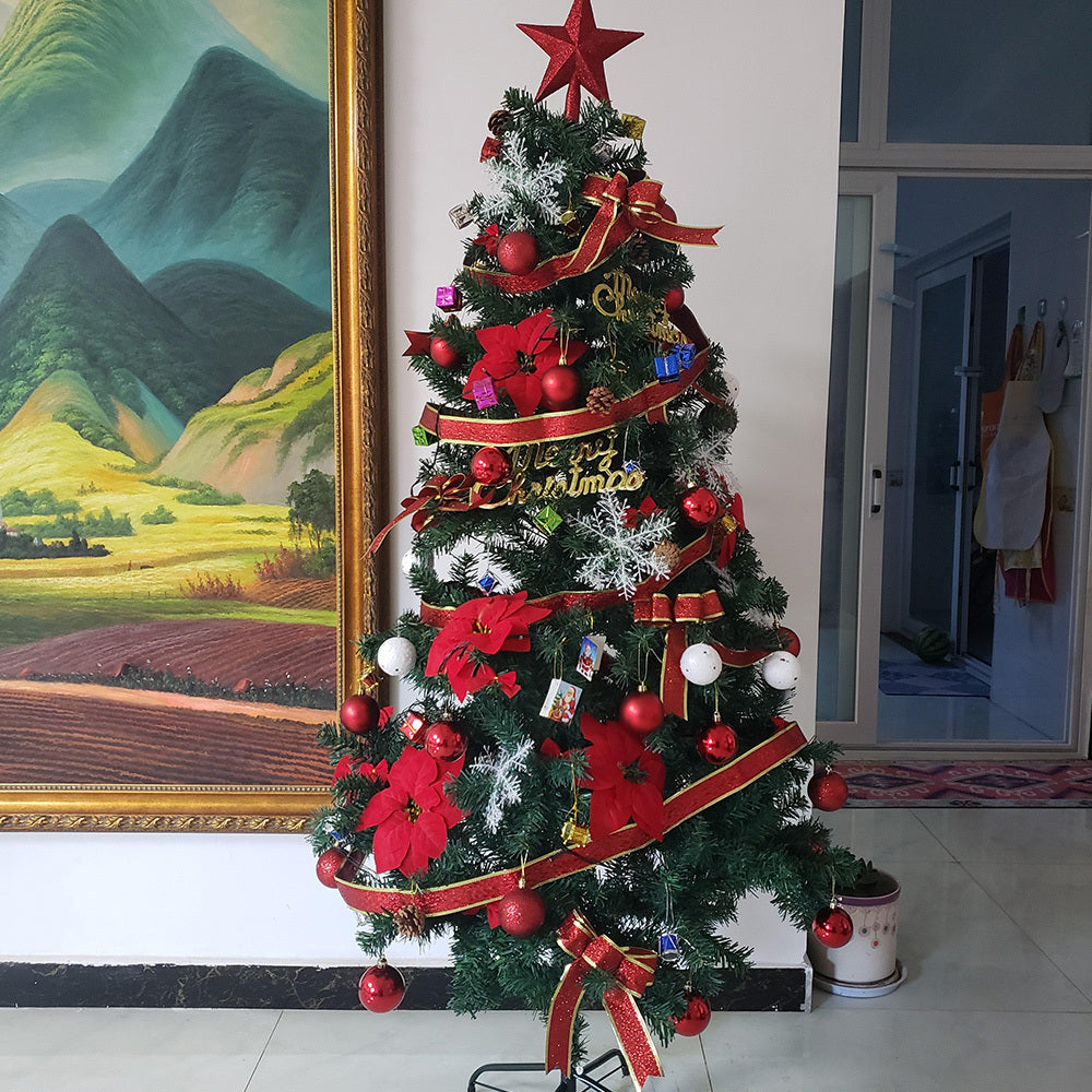 Kunstkerstboom – Nepkerstboom – Feestboom – Kerstversiering – 180 cm Hoog – Volledig Versierd Met Linten – Onderhoudsvrij – Zonder Stroom